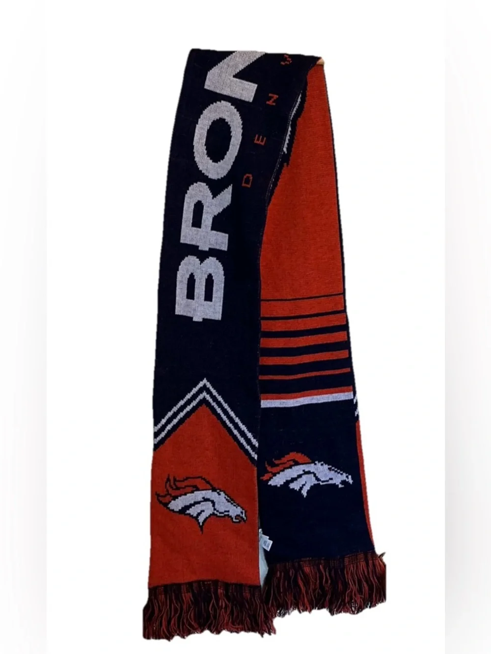 Denver Broncos Scarf Forever Brand NFL Football Orange Blue Unisex Adult